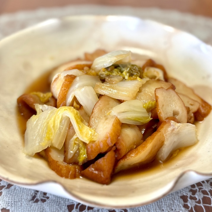 作り置きの麺つゆでꈍ◡ꈍ白菜と棒天の☆くたくた煮
